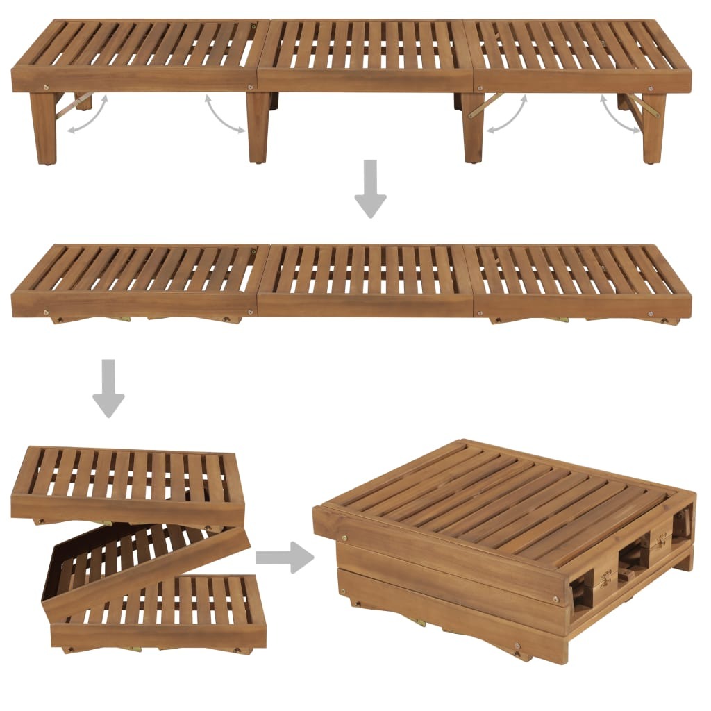 Transat pliable en bois d'Acacia